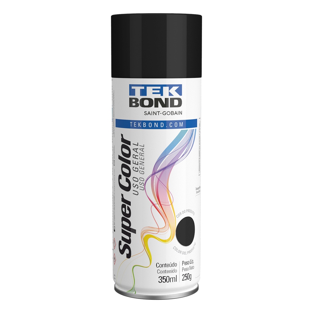 Pintura en aerosol  Negro Brill. Uso general 250gr. 327011 Tekbond